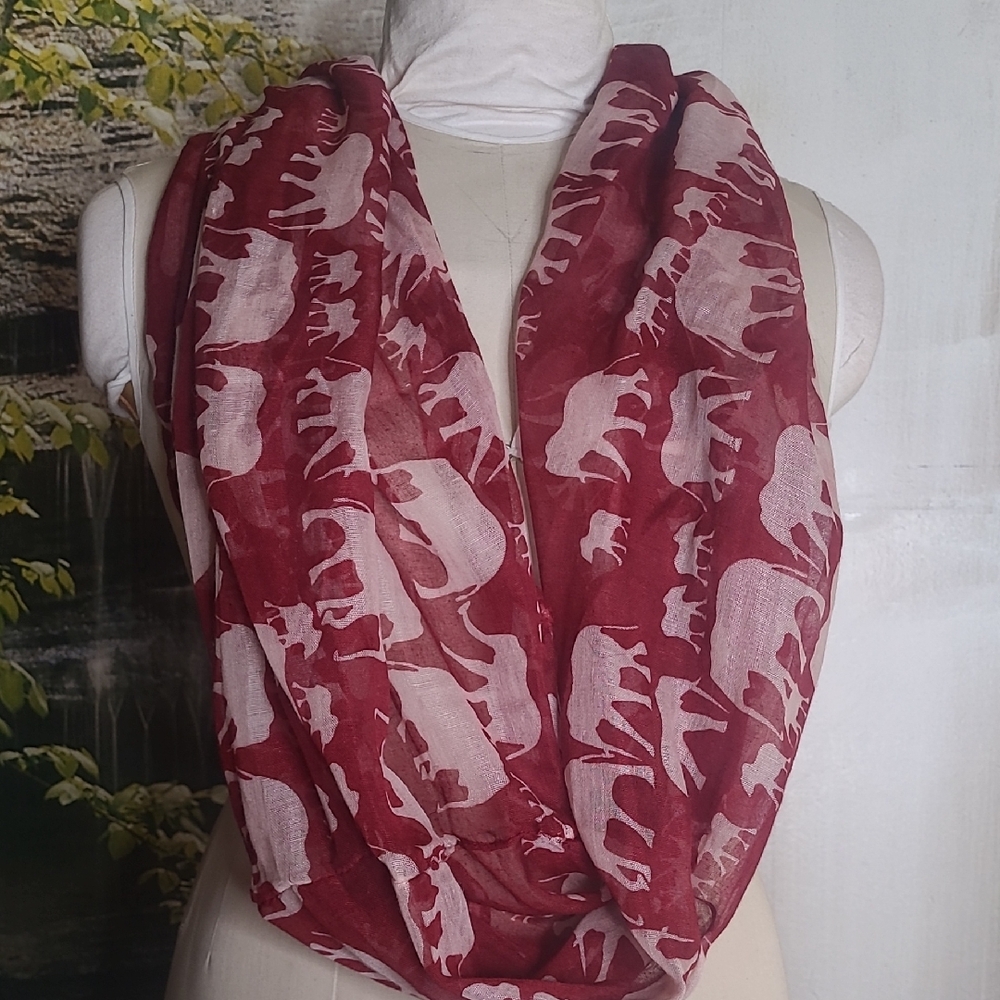 DBY burgundy wine Elephant sheer oversized infinity scarf
